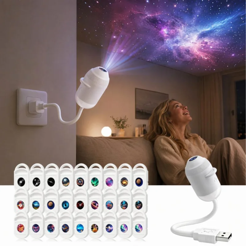 New Mini USB Plug-in Galaxy Star Projector Night Light 360° Rotatable Nebula Aurora Starry Sky Projector Light For Bedroom Decor