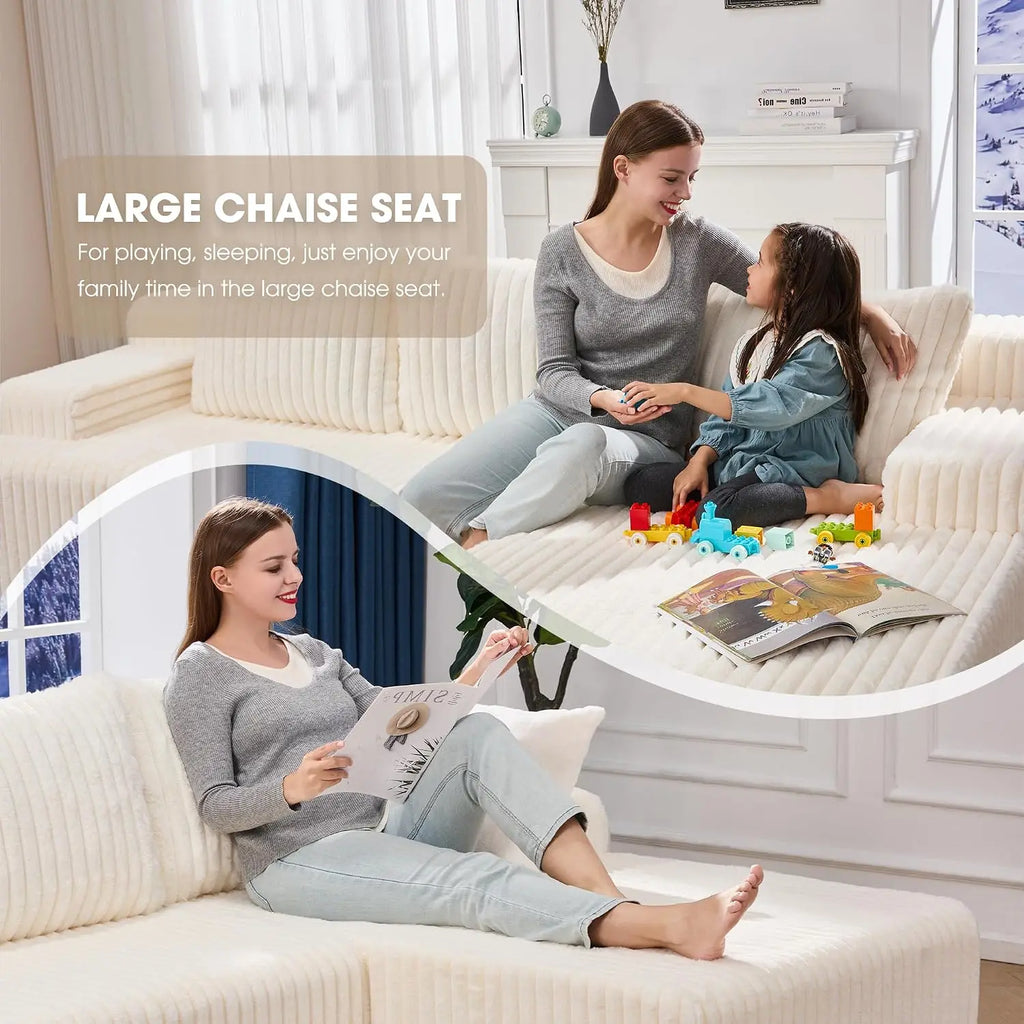 Modular Sectional Sofa Boneless Couch L-Shape Couch 3 Seat Modular Couch Memory Foam Sectional Couches for Living Room, Custom
