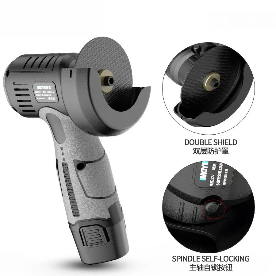 New12V Lithium Battery Mini Angle Grinder Portable Lithium Battery Wireless Small Angle Grinder Grinding Cutting and Polishing M