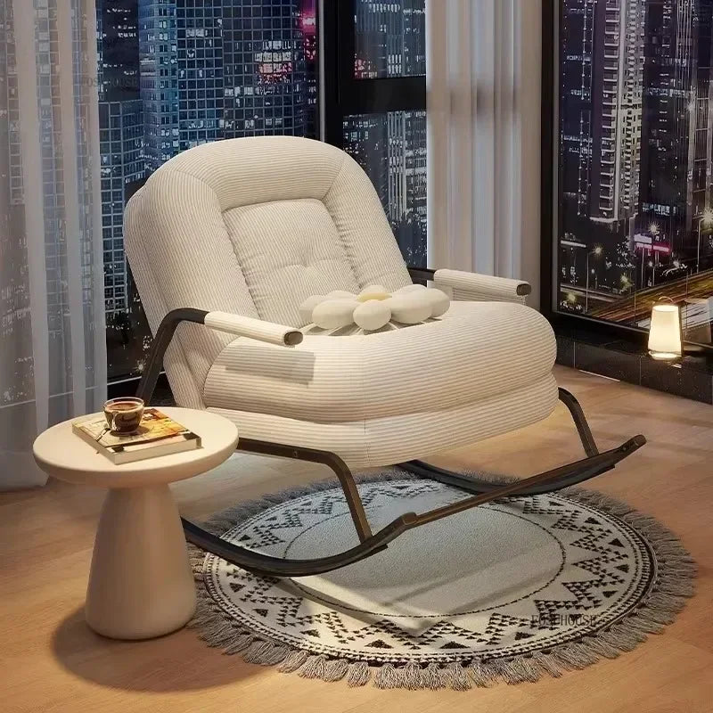 Corduroy Backrest Lazy Chair Multifunctional Comfortable Modern Creative Seating for Balcony Living Room Bedroom Apartment Small