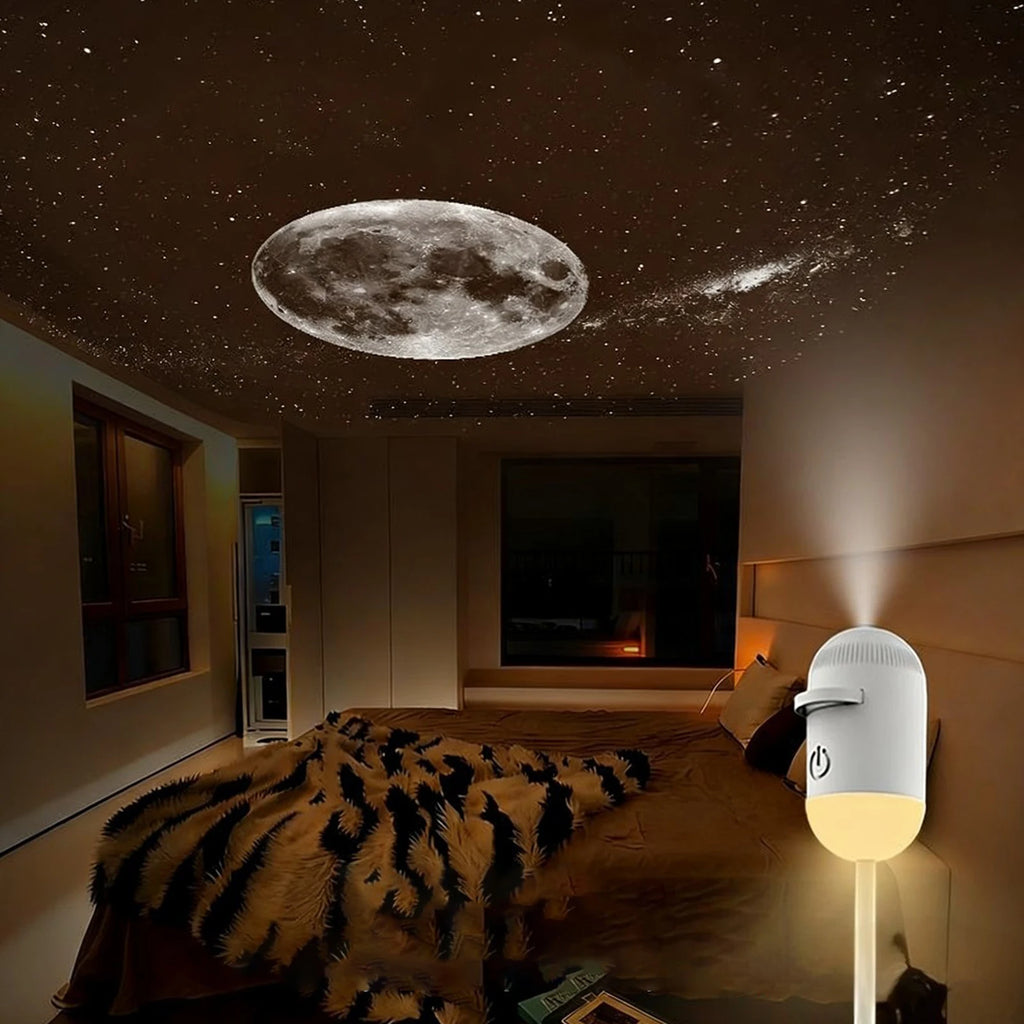 2-in-1 Mini Galaxy Star Projector Night Light Sliding Films Starry Sky Ambient Light 360° Rotating Background Atmosphere Light