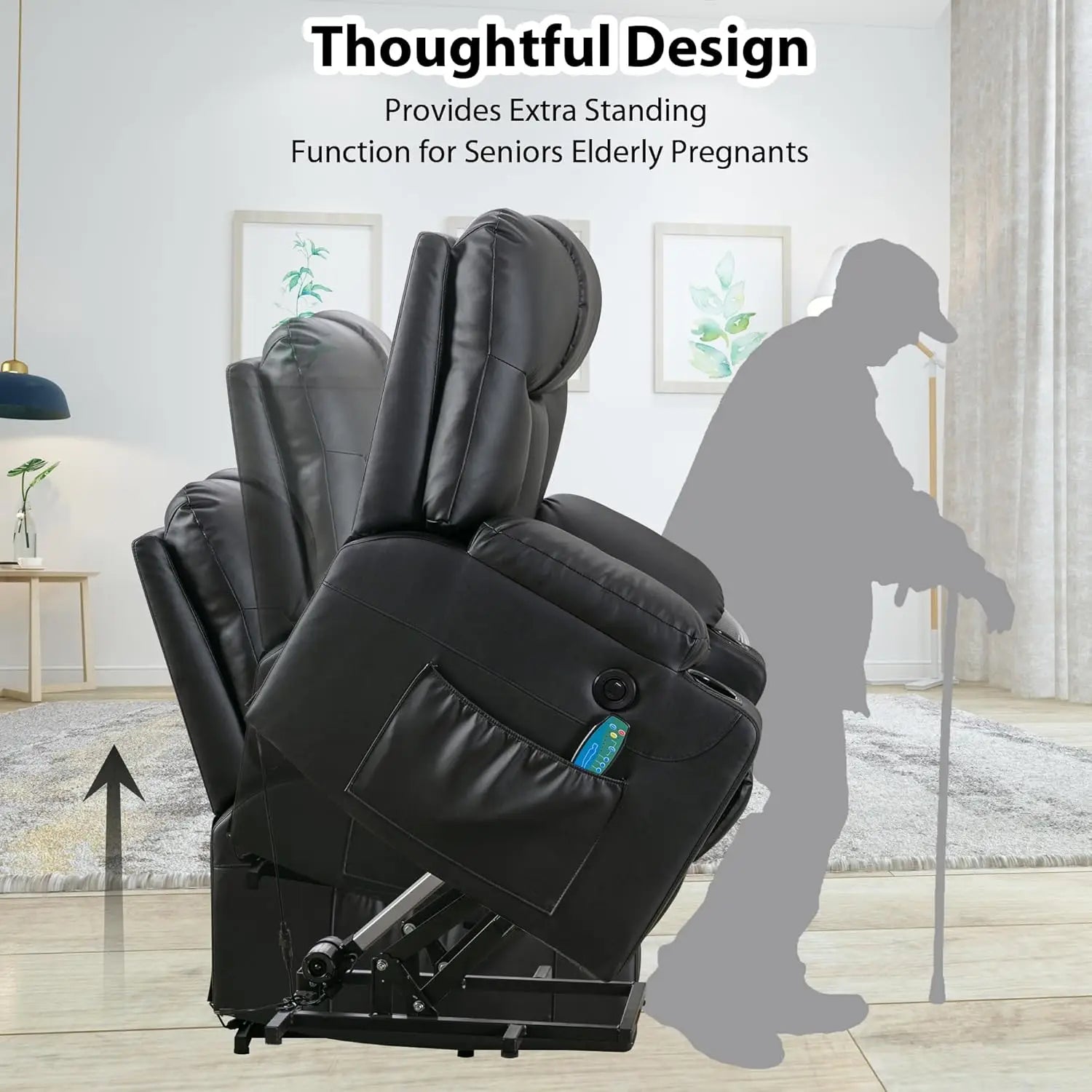 Extra Wide Lift Chair with Heat and Massage, Faux Leather Power Lift Recliner Massage Chair for Adults Elderly,, Customized
