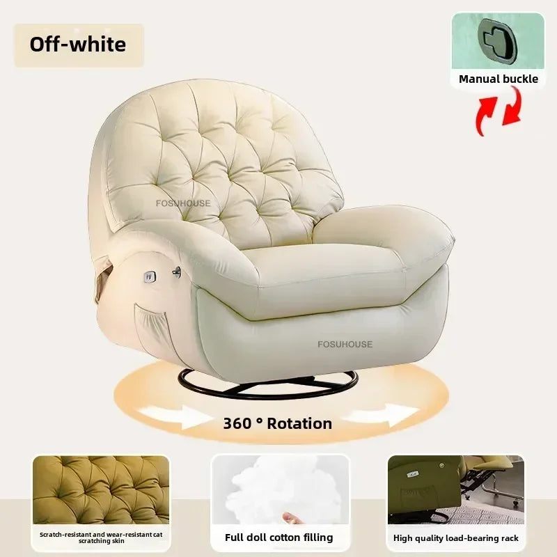 Nordic Home Rotating Recliner Modern Living Room Furniture Leisure Lazy Sofa Bed Rocking Chair Designer Fabric Living Room Sofas