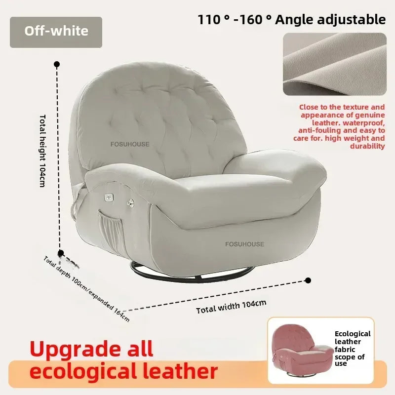 Nordic Home Rotating Recliner Modern Living Room Furniture Leisure Lazy Sofa Bed Rocking Chair Designer Fabric Living Room Sofas