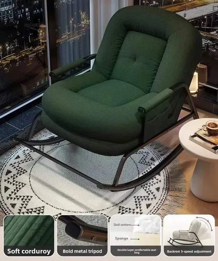 Corduroy Backrest Lazy Chair Multifunctional Comfortable Modern Creative Seating for Balcony Living Room Bedroom Apartment Small