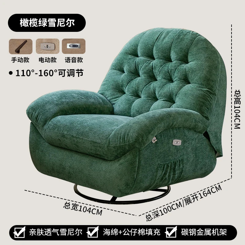 Massage Heating USB Sofa Luxury RotatableVoice Control Single Small Chaise Couch Lounge Modern Velvet Divano Soggiorno Furniture