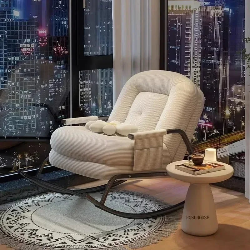 Modern Corduroy Living Room Chair Multifunctional Lazy Chair with Backrest for Balcony Home Leisure Creative Design