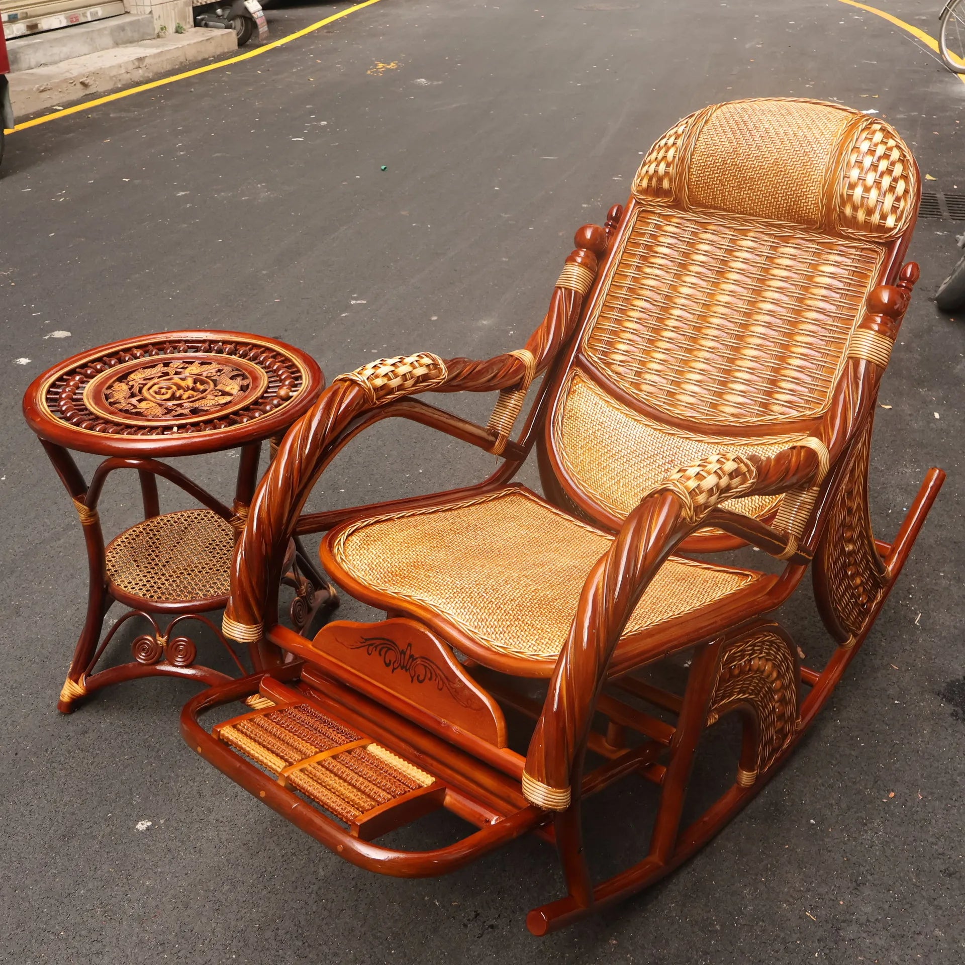 HYS rattan home rocking chair recliner back recliner nap chair leisure chair home elderly free