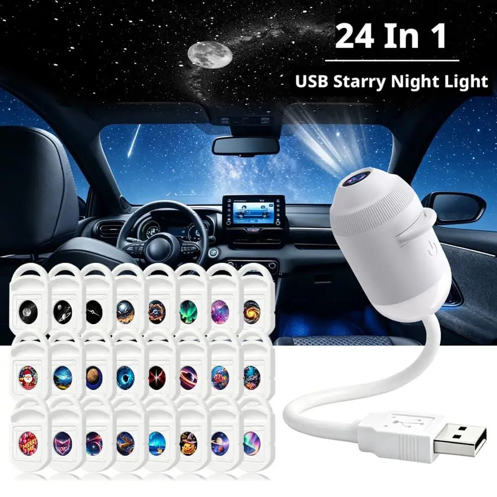 USB Starry Sky Projector Night Light 360 Bendable Touch Dimmable Moon Planet Galaxy Projection Lamp Plug Play Bedroom Decor Lamp