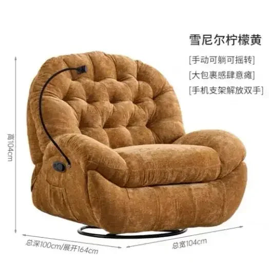 【Best-selling】Functional Retractable Adjustable Chair Back Reclining Velvet Rocking Accent Swivel Microfiber Fabric Living Room