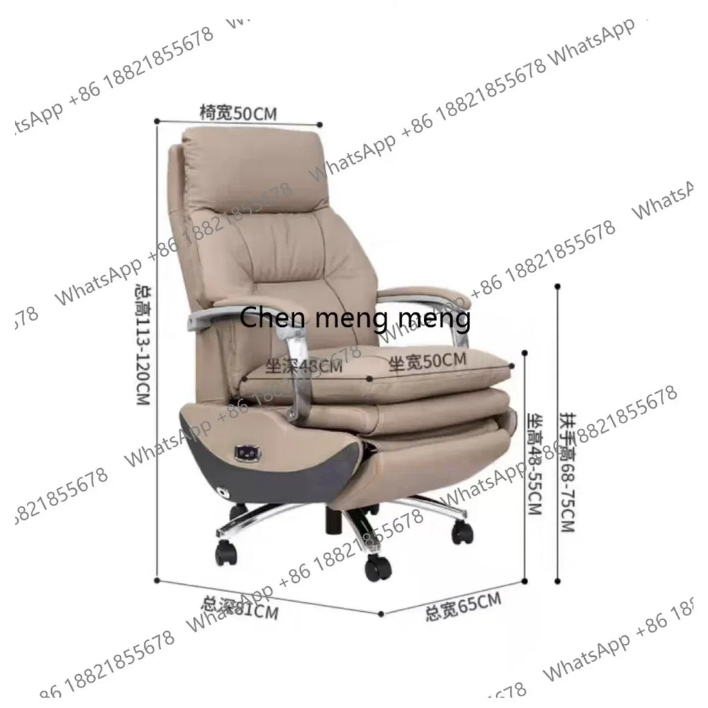E136Electric boss leather office reclining office chair, comfortable sedentary home, study massage