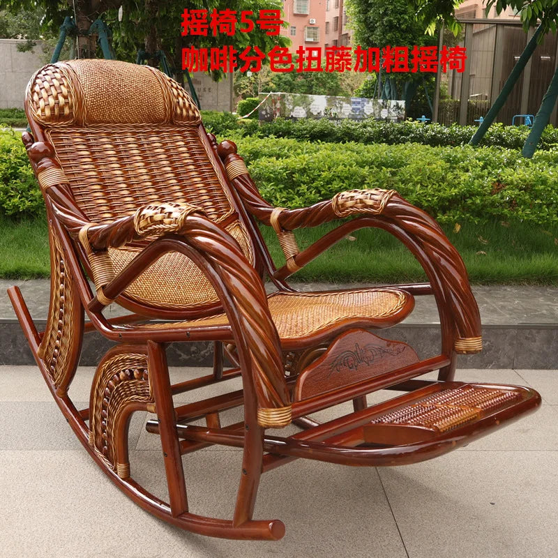 Natural rattan rattan household rocking recliner back recliner nap chair leisure household elderly free