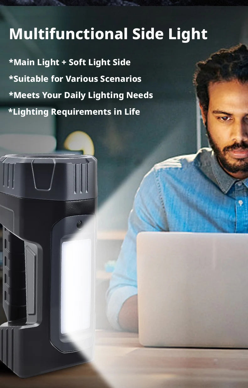 Portable Solar Powered Flashlight Ultra-Bright Home Use Spotlight Outdoor Long Battery Life High Power Strong Light Flashlight
