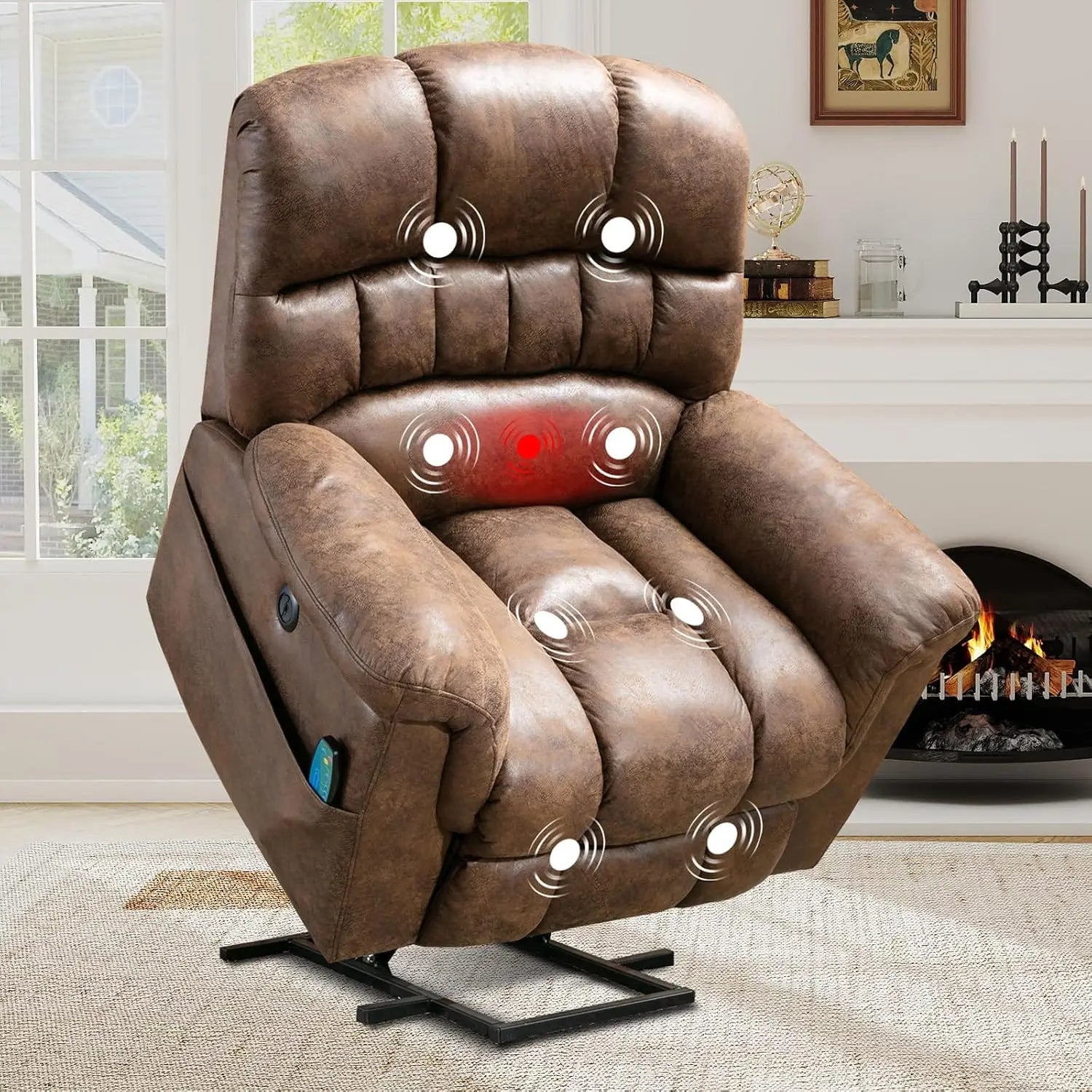 Oversized Power Lift Recliner with Massage and Heat for Elderly, Faux Leather Electric Lifting Reclining Chair with, Customized