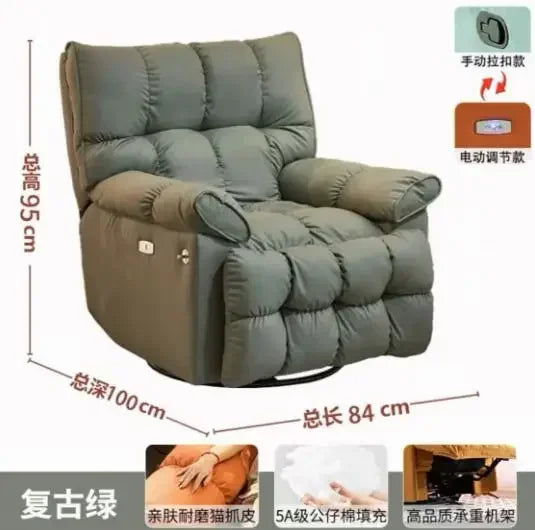 【Best-selling】Functional Retractable Adjustable Chair Back Reclining Velvet Rocking Accent Swivel Microfiber Fabric Living Room