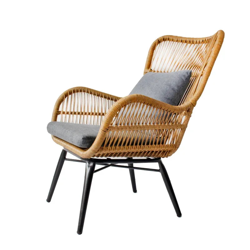Rattan Chair Three Piece Set Balcony Table Combination Outdoor Furniture Armrest Single Rattan Sofa Recliner Patio Outdoor Chair