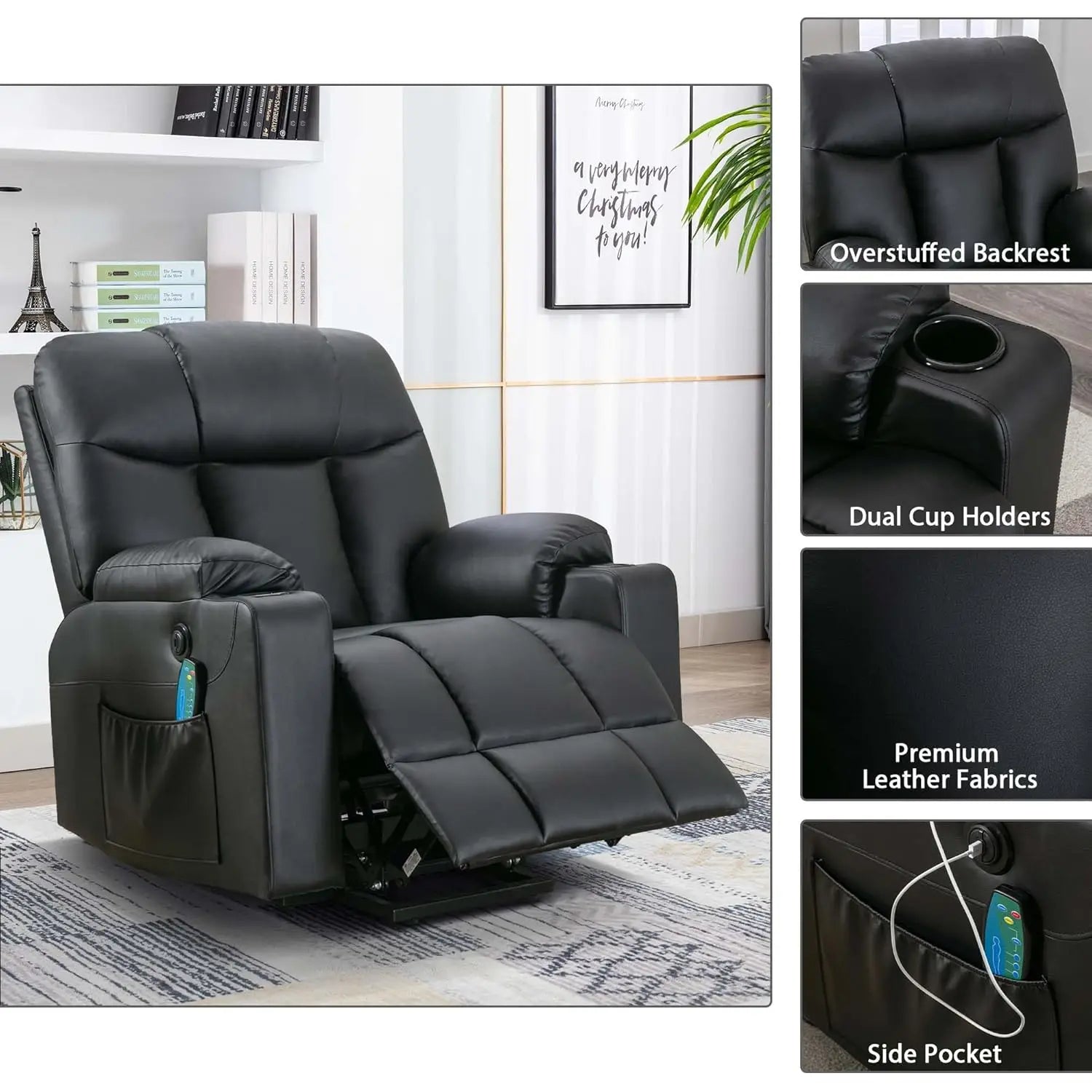 Extra Wide Lift Chair with Heat and Massage, Faux Leather Power Lift Recliner Massage Chair for Adults Elderly,, Customized