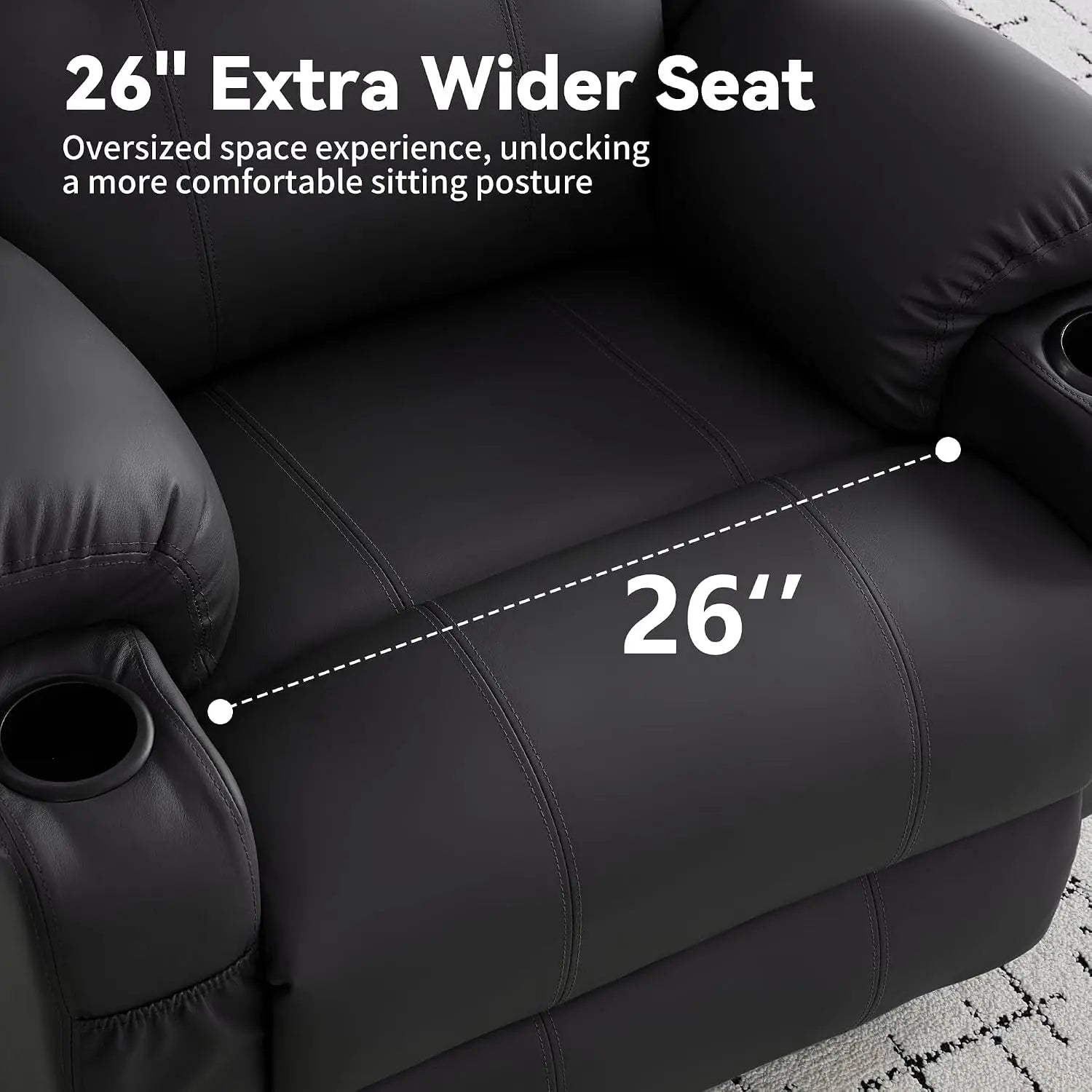 Oversized 360° Swivel Rocker Recliner Chair with Heat & Massage, Manual Recliner for Adults, Custom