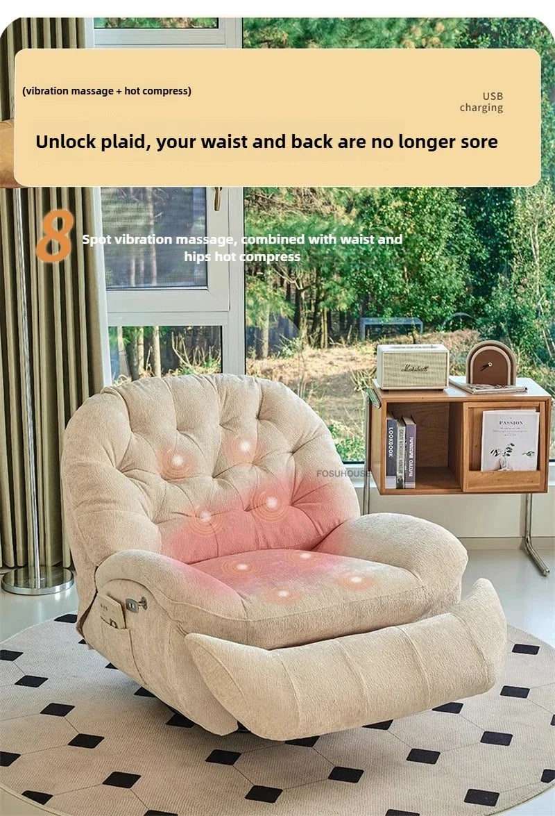 Nordic Home Rotating Recliner Modern Living Room Furniture Leisure Lazy Sofa Bed Rocking Chair Designer Fabric Living Room Sofas