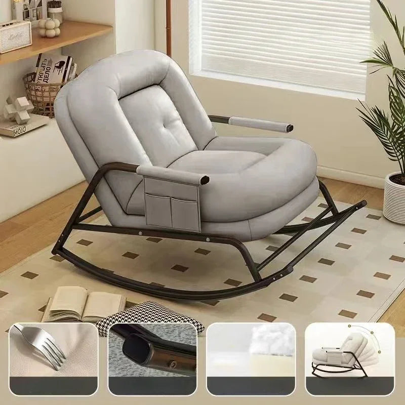 Lazy Rocking Chair Househol/d Living Room Adult Balcony Leisure Bedroom Recliner Single Lazy Sofa Human Rocking Chair Muebles