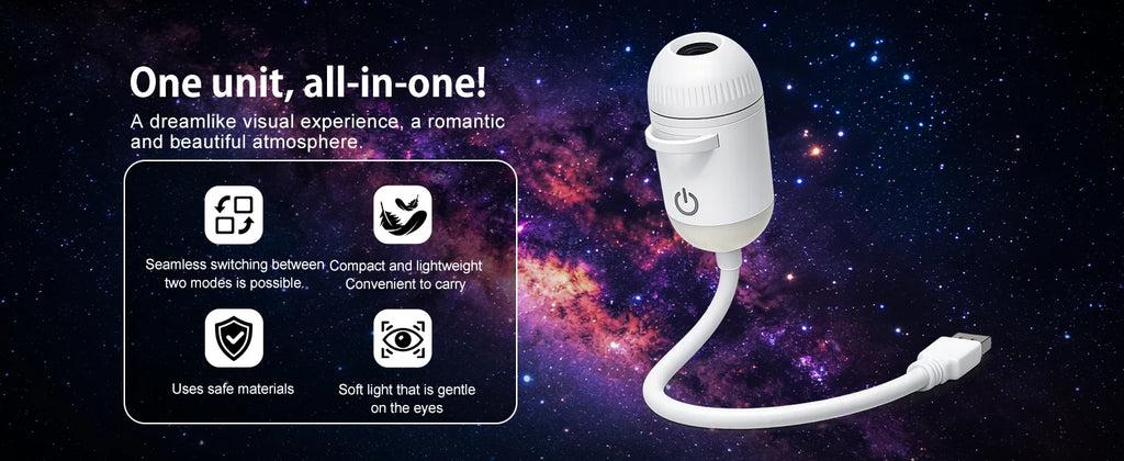 Salange 2-in-1 USB Galaxy Projector Night Light Starry Sky Projetors Lamp Manual Focus For Holiday Atmosphere/Photo Scenarios