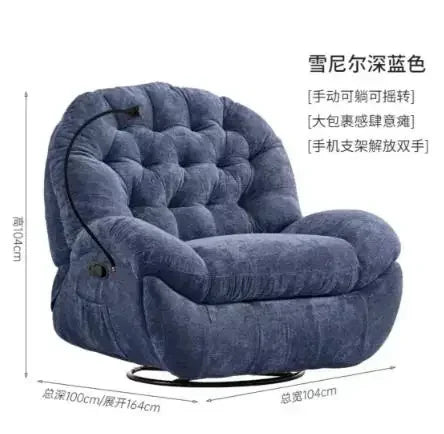 【Best-selling】Functional Retractable Adjustable Chair Back Reclining Velvet Rocking Accent Swivel Microfiber Fabric Living Room