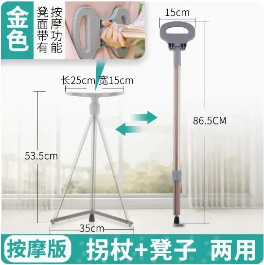 Portable Elderly Cane Stool Non-Slip Multifunctional Lightweight Chair Ideal for Outdoor Hiking
