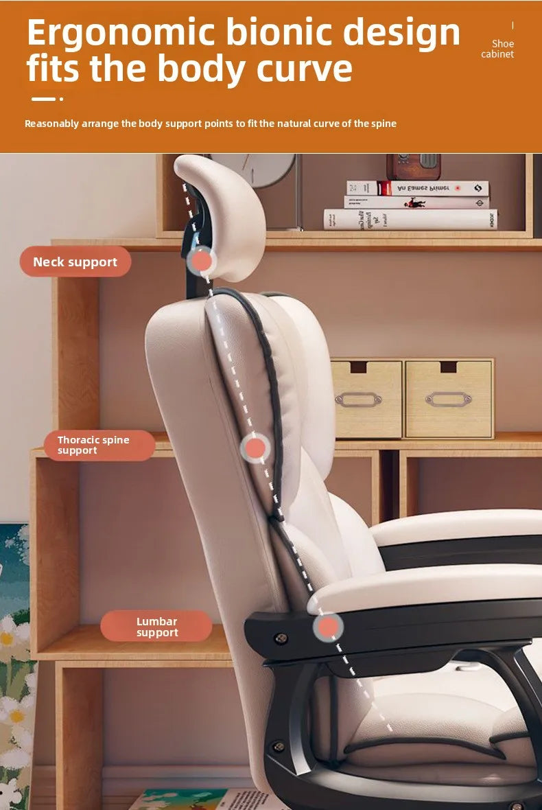 Ergonomic Bow Shape Computer Chair Home Office Dorm Recliner Comfortable Long Hours Support Gaming Chair Usability Furniture