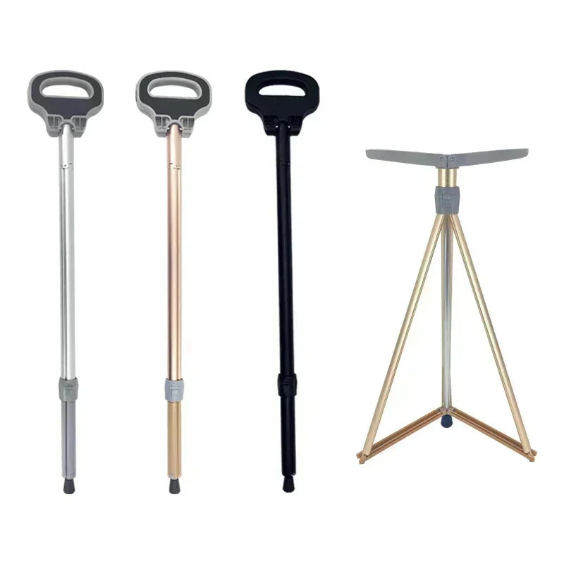 Multifunctional Walking Aid Stool/cane Chair Non-slip Folding Portable Lightweight Walking Aid Four-legged Cane For Sitting