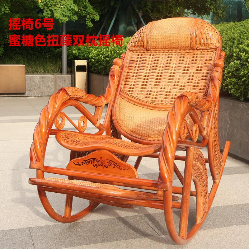 Natural rattan rattan household rocking recliner back recliner nap chair leisure household elderly free