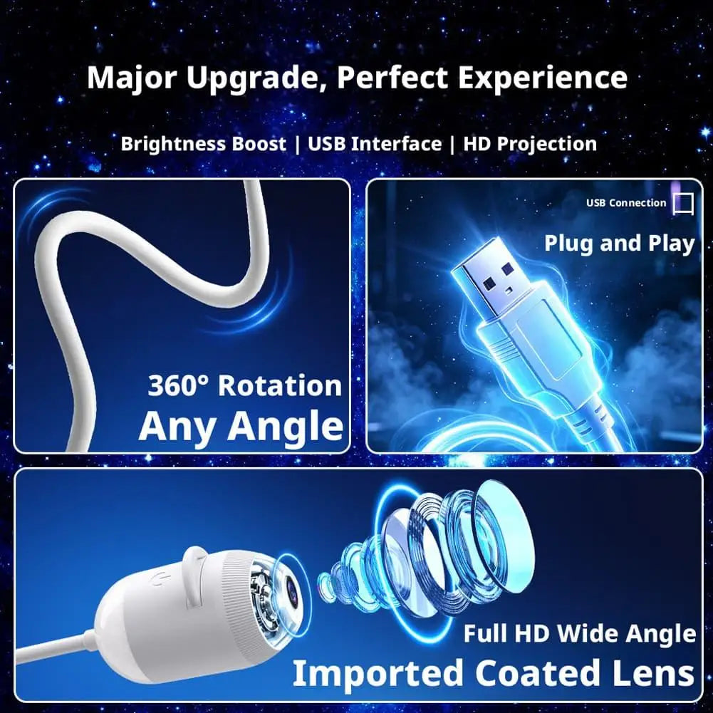 USB Star Projector Light with Clear Image Adjustable Brightness 2-in-1 Mini Galaxy Projector Night Light Touch Control For Car