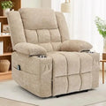 360° Swivel Rocker Recliner for Adults, Nursery Glider Recliner with Massage and Heating, Rocking Chair with Cup