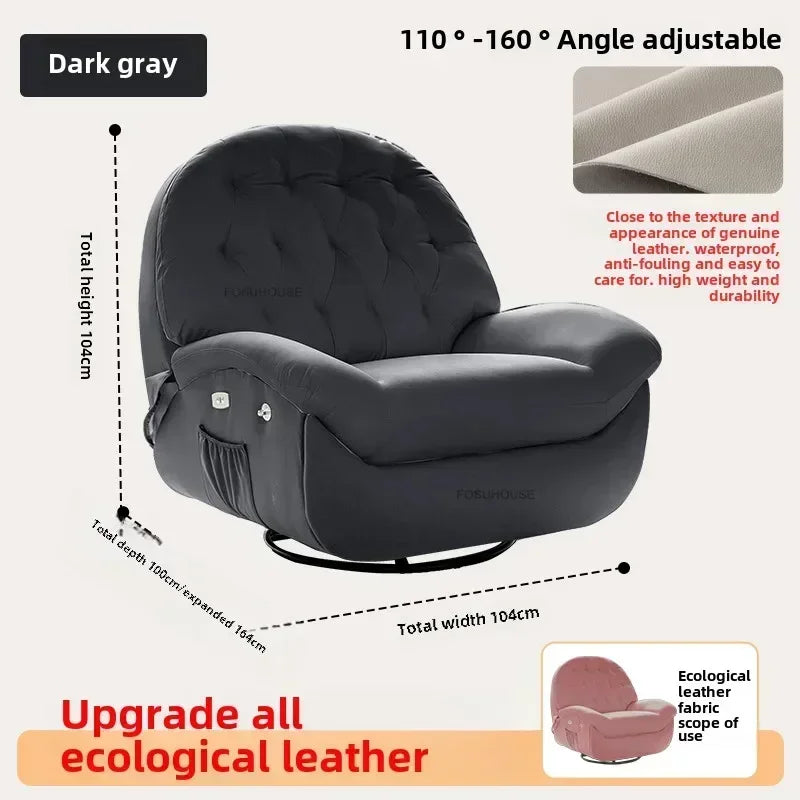 Nordic Home Rotating Recliner Modern Living Room Furniture Leisure Lazy Sofa Bed Rocking Chair Designer Fabric Living Room Sofas