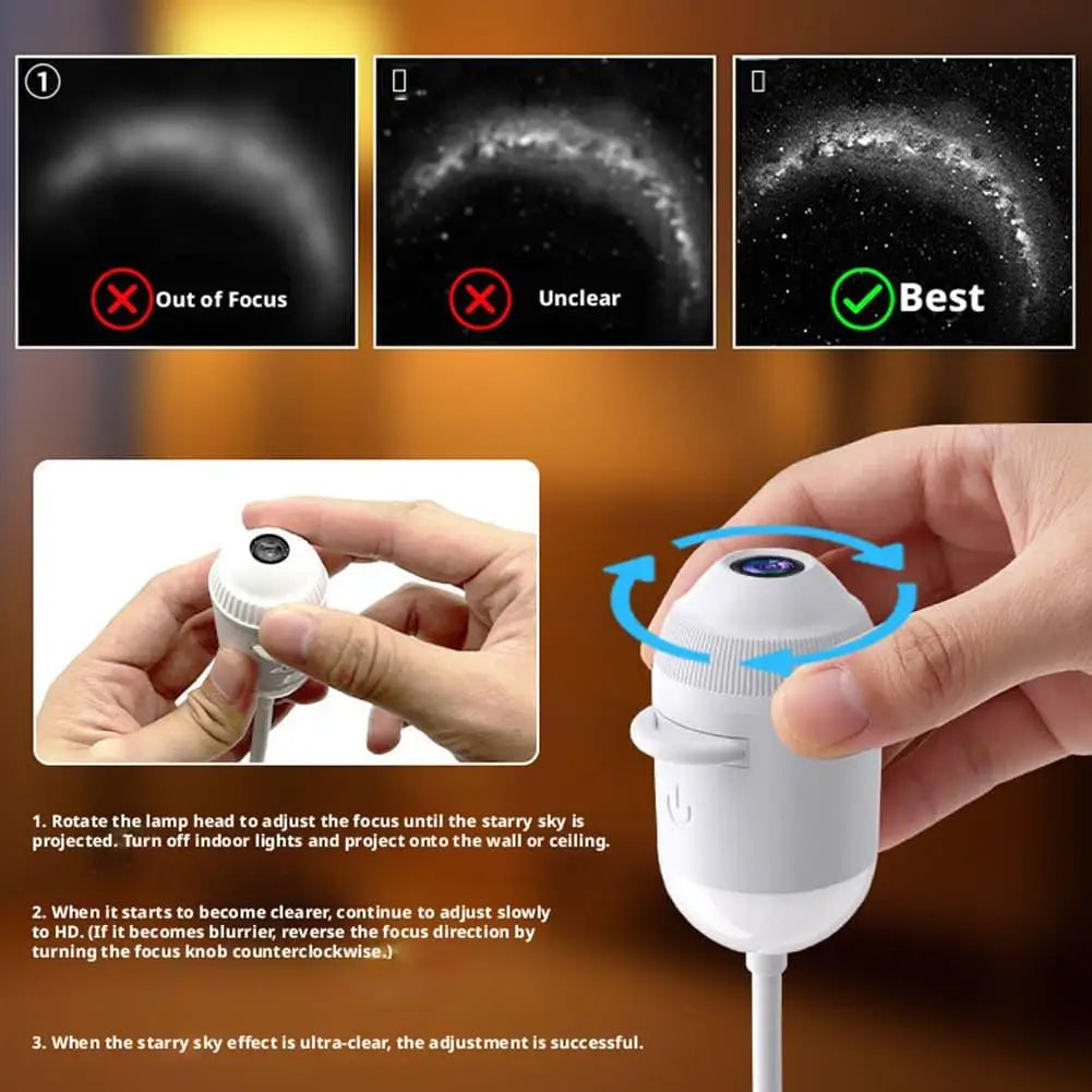 USB Mini Galaxy Projector Night Light Starry Sky Ambient Lamp 360° Rotate Touch Control Car Interior Bedroom Atmosphere Light