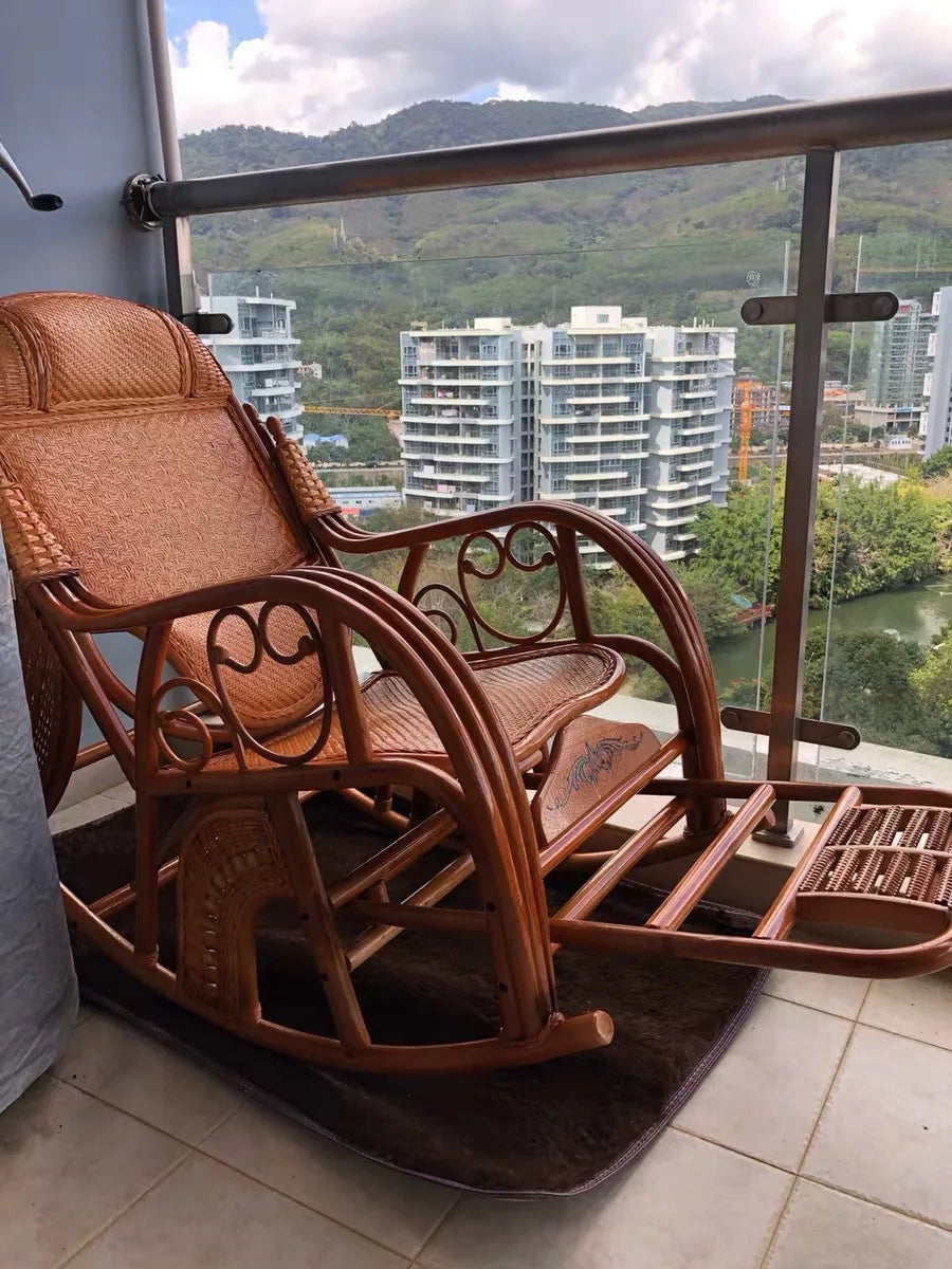 Rocking chair, hanging basket, balcony, natural, true vine, plant, weaving, elderly, household