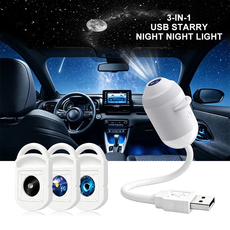 Smart Dynamic 5d Holographic Night Light Projector Galaxy Star Ocean Projector 360° Rotate Usb Dome Light For Bedroom Car Decor