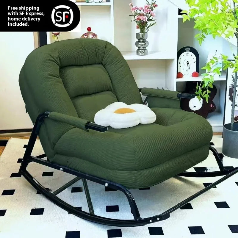 Ergonomic Rocking Recliner Chair Single Seat Sofa Lounger Comfortable Leisure Seat for Living Room Bedroom Balcony Home