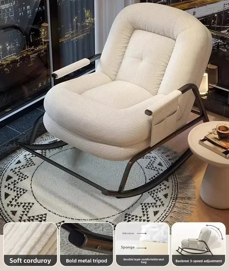 Corduroy Backrest Lazy Chair Multifunctional Comfortable Modern Creative Seating for Balcony Living Room Bedroom Apartment Small