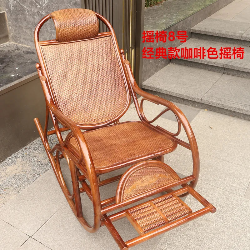 Natural rattan rattan household rocking chair recliner back recliner nap leisure household elderly free