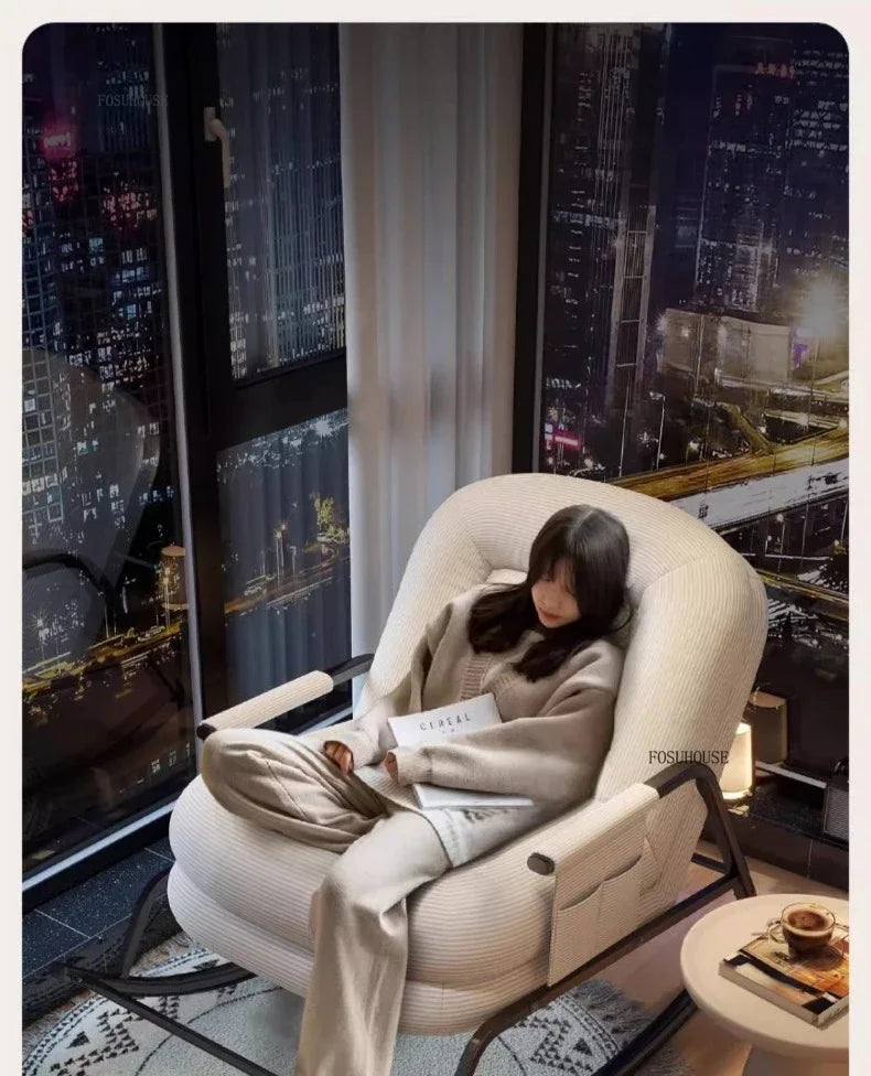 Modern Corduroy Living Room Chair Multifunctional Lazy Chair with Backrest for Balcony Home Leisure Creative Design