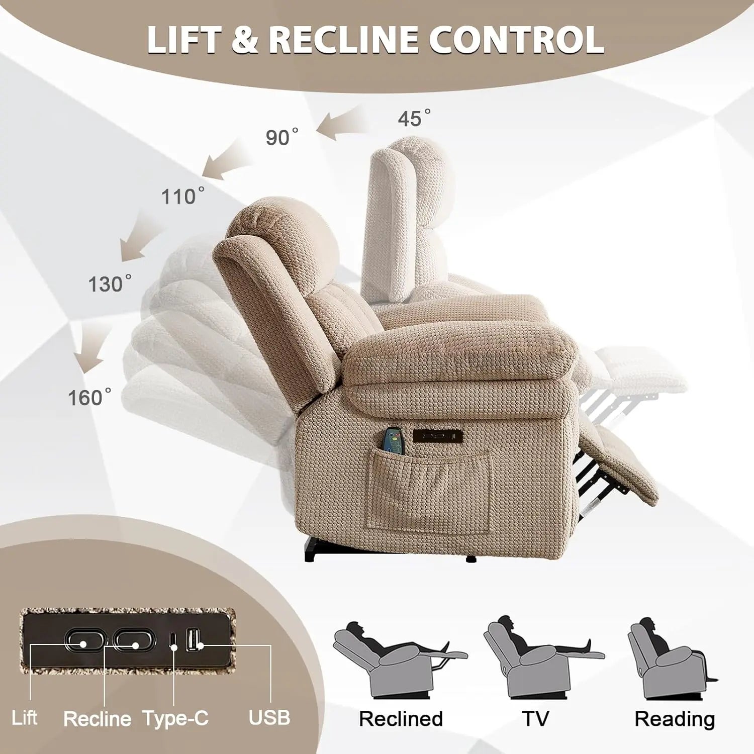 46" Wide Oversized Power Lift Recliner Chair for Elderly, Extra Large Electric Lift Recliners for Big and Tall,, Customized