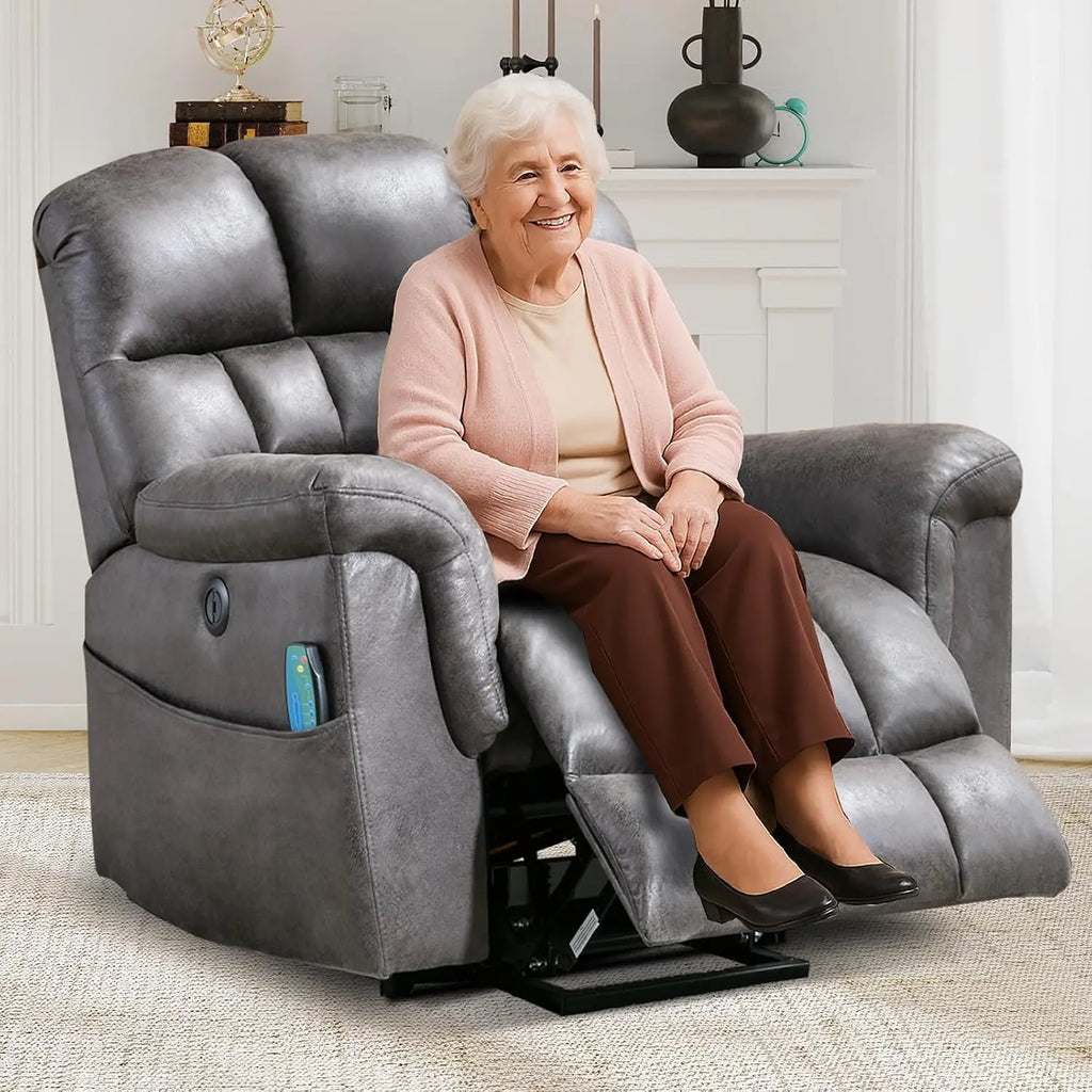 Oversized Power Lift Recliner with Massage and Heat for Elderly, Faux Leather Electric Lifting Reclining Chair with, Customized