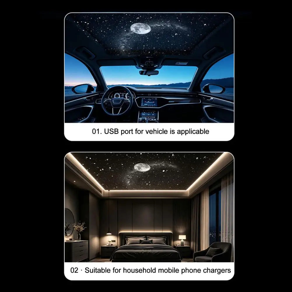 Car Roof Galaxy Night Light USB Star Projector Light 24 in 1 Touch Control Flexible Hose For Bedroom Auto Atmosphere Lamp