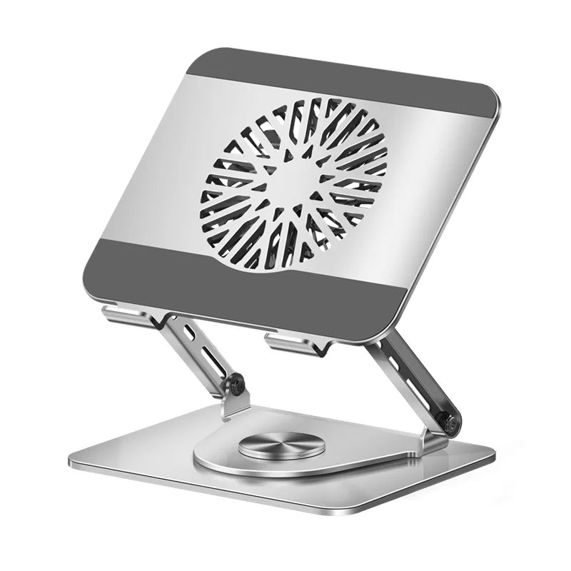 360-Degree Rotatable Carbon Steel Laptop Folding Stand Tablet Desktop Height Adjustable Fan Cooling