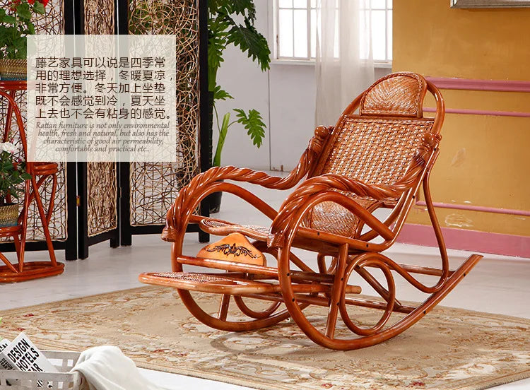Rocking chair, hanging basket, balcony, natural, true vine, plant, weaving, elderly, household