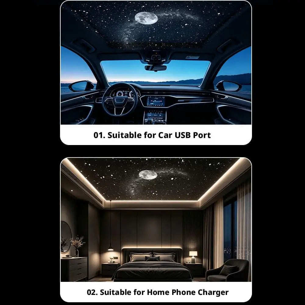 USB Starry Sky Projector Night Light 360° Bendable HD Galaxy Moon Planet Projection Lamp Plug Play Car Bedroom Projector Lamp