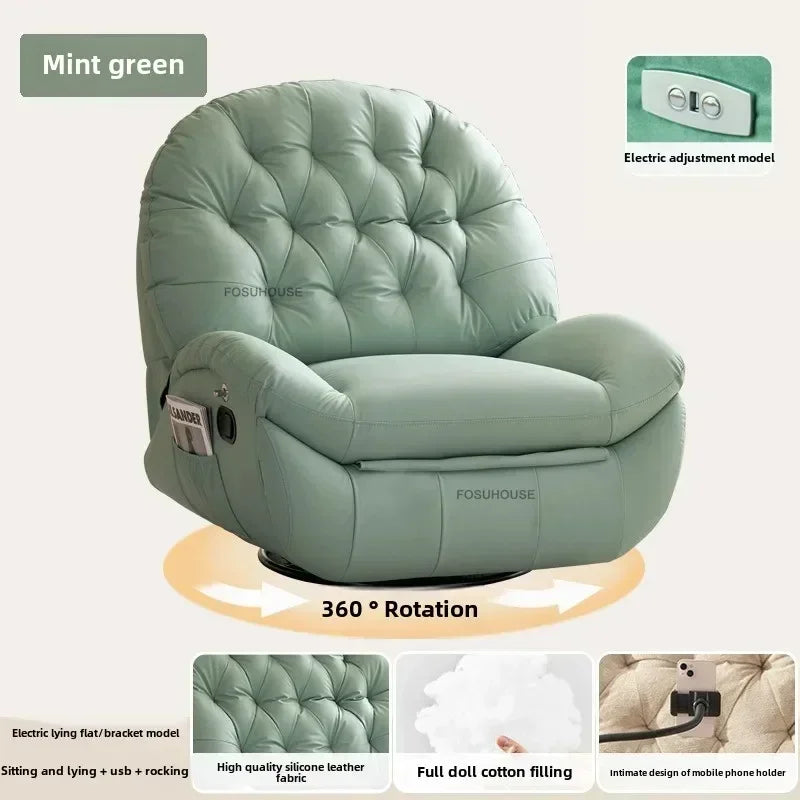 Nordic Home Rotating Recliner Modern Living Room Furniture Leisure Lazy Sofa Bed Rocking Chair Designer Fabric Living Room Sofas