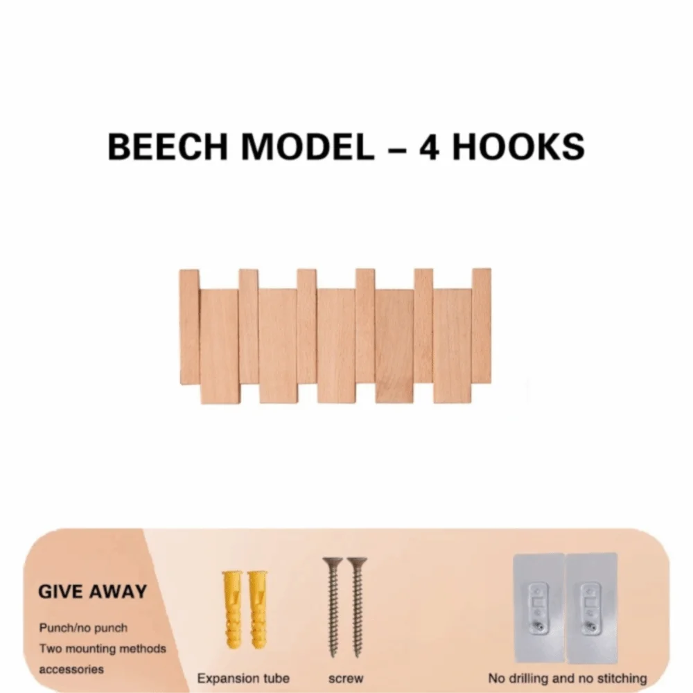 Creative Wall Mounted Wood Coat Racks Piano Key Shaped with 8 Hooks Entry Door Porch Hanging Hook Art Clothes Hook Home Decor
