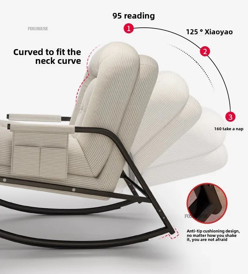 Modern Corduroy Living Room Chair Multifunctional Lazy Chair with Backrest for Balcony Home Leisure Creative Design