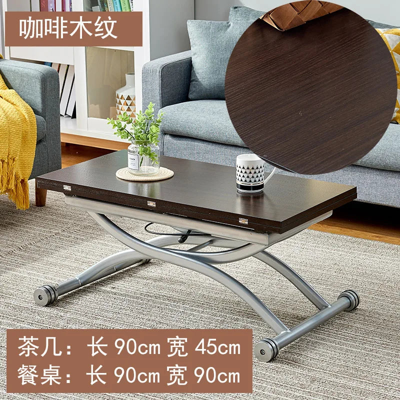 movable coffee table dining table integrated household small apartment folding lifting living room table dual-purpose movable